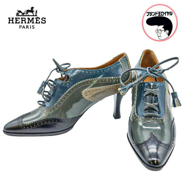 楽天市場】【中古】HERMES エルメス レースアップ パンプス ヒール 