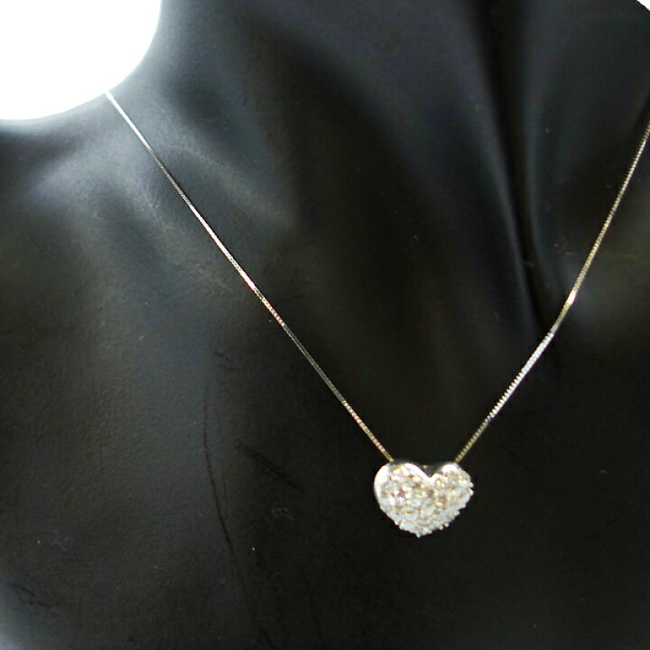 楽天市場】K18WG ダイヤハートネックレス 1ct パヴェダイヤ ホワイト 