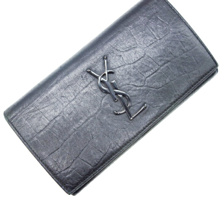 楽天市場】【中古】サンローラン YSL クロコ調ウォレット 長財布 黒 