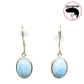 ラリマーピアス 2.4ct　K18YG　イエローゴールド larimar 一粒　水色　パワーストーン