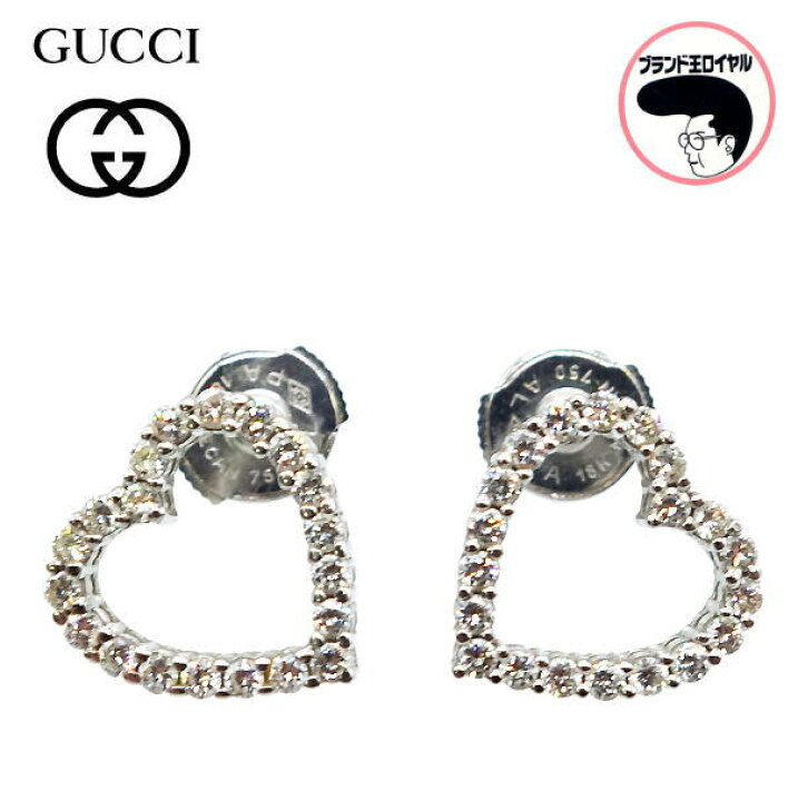 楽天市場】【中古】GUCCI グッチ ピアス ダイヤモンド ハート K18WG  