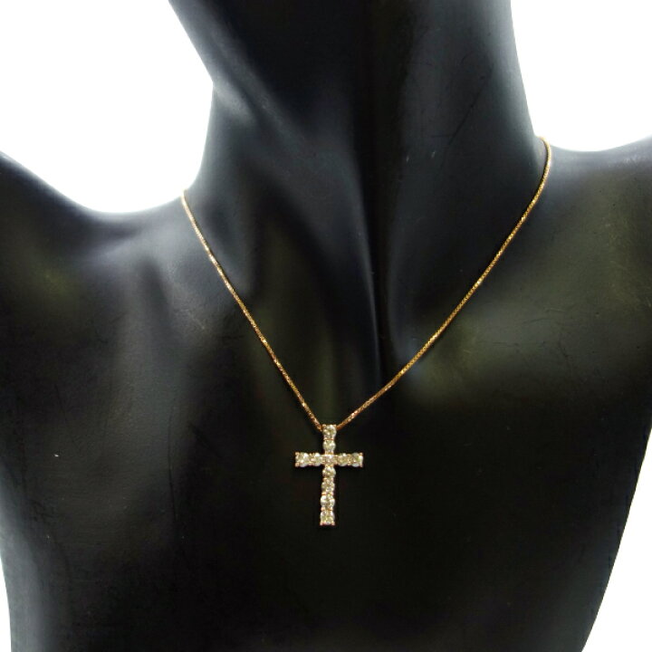 楽天市場】K18 ダイヤクロスネックレス イエローゴールド D1.00ct  