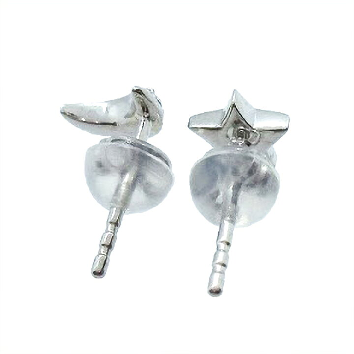 楽天市場】ダイヤモンドピアス 星 月 K18WG ホワイトゴールド 0.1ct 