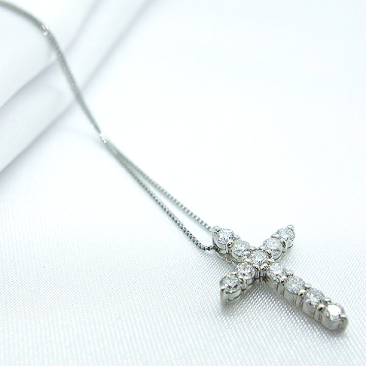 楽天市場】ダイヤモンド クロスネックレス 0.500ct Pt850/Pt900  