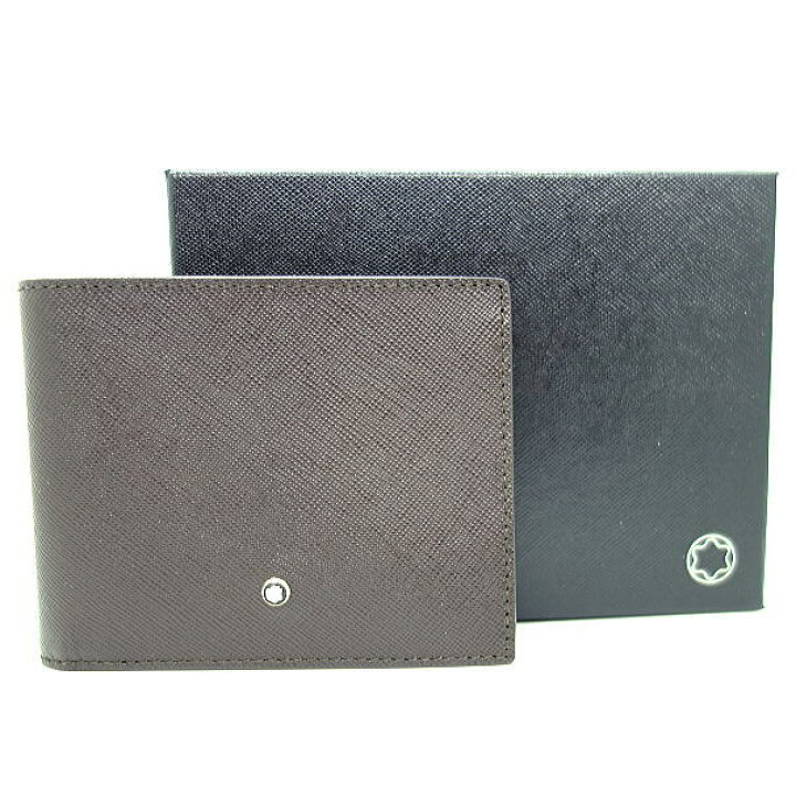 楽天市場】モンブラン MONTBLANC 二つ折り財布 メンズ レザー ブラウン  