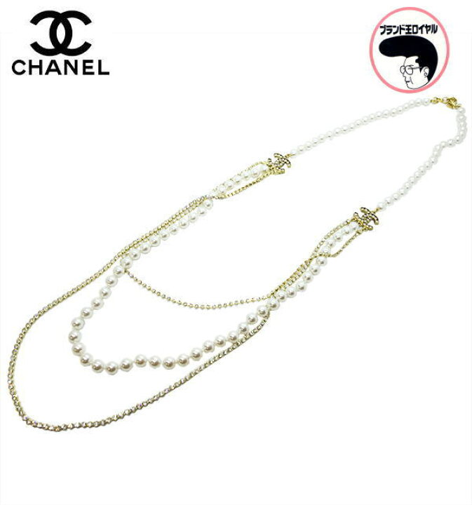 楽天市場】CHANEL シャネル ロングパールネックレス ゴールド ココ 