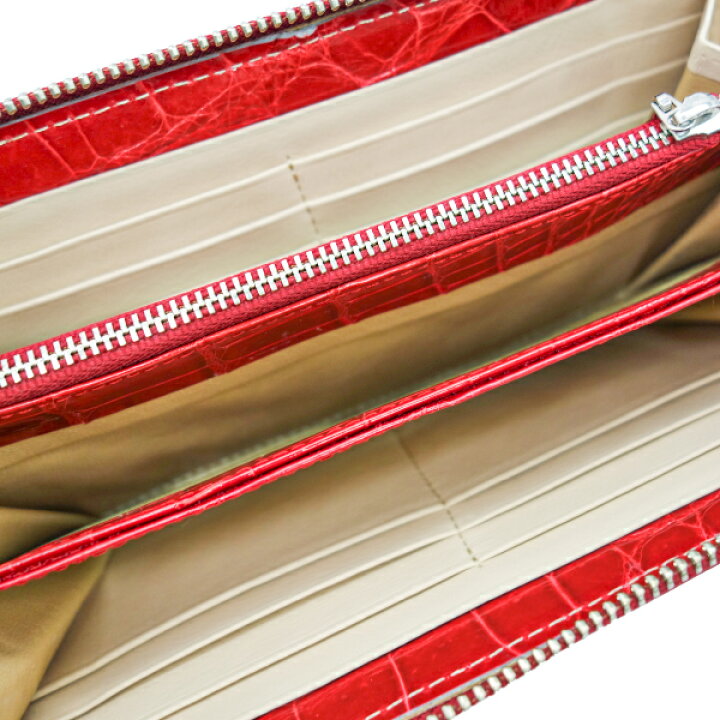 楽天市場】高級クロコダイル財布 RED 赤 ラウンドファスナー 長財布 
