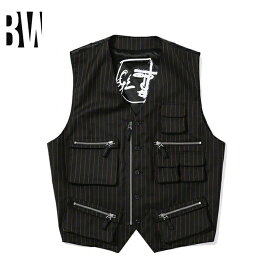 Supreme × JEAN PAUL GAULTIER 19SS Pinstripe Cargo Suit Vest シュプリーム ジャン・ポール・ゴルチエ カーゴベスト メンズ ブラック オンライン 通販 901ss19su3