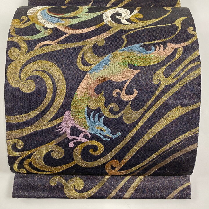 袋帯 美品 秀品 お太鼓柄 正絹 【中古】 楽天市場】袋帯 美品 秀品 龍 雲 金糸 箔 灰紫 お太鼓柄 正絹 【中古】 : バイセル 楽天市場店