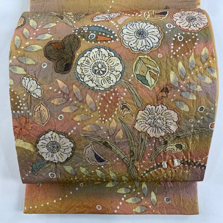 楽天市場】袋帯 美品 名品 落款あり 辻が花柄 草花 絞り 箔 ピンク  