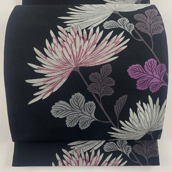 楽天市場】袋帯 美品 名品 古代貝紫 菊 刺繍 黒 六通 正絹 【中古 