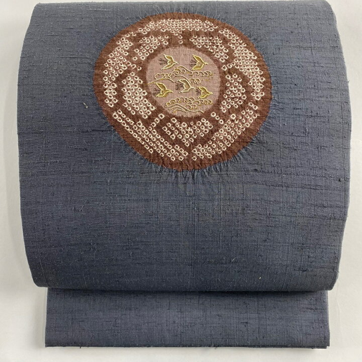楽天市場】開き名古屋帯 秀品 鳥 波頭 相良刺繍 絞り 灰色 正絹 【中古  
