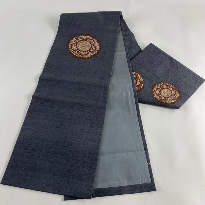 楽天市場】開き名古屋帯 秀品 鳥 波頭 相良刺繍 絞り 灰色 正絹 【中古  