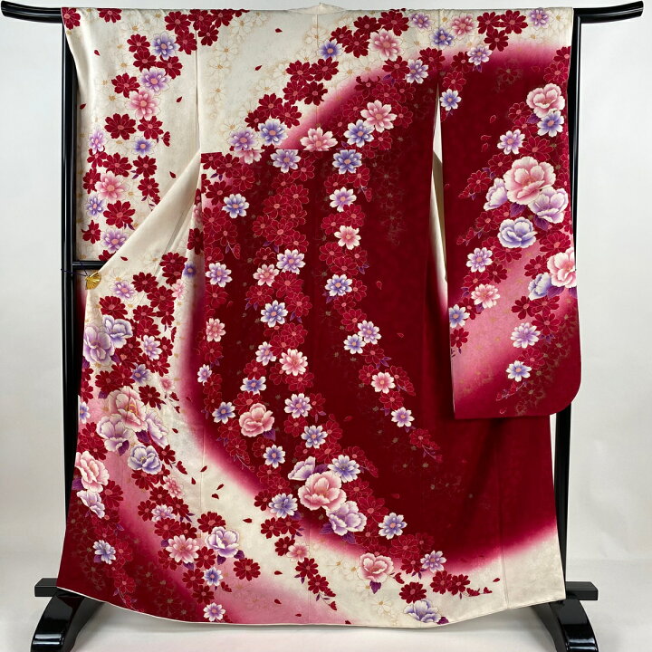 楽天市場】振袖 身丈165cm 裄丈66.5cm M 袷 牡丹 花 金彩 箔 クリーム  