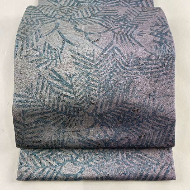 楽天市場】袋帯 美品 名品 若松 墨流し 銀糸 青灰色 全通 正絹 【中古 