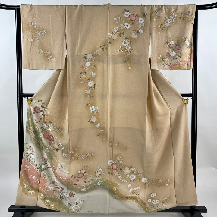 楽天市場】訪問着 身丈159cm 裄丈64.5cm M 袷 草花 流水 金銀彩 ぼかし 