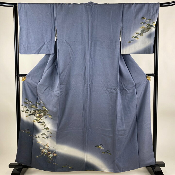 付下げ 身丈162.5cm 裄丈66cm M 薄物 絽 増せる 家屋 流水 ぼかし 