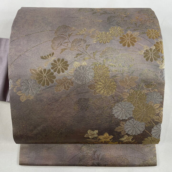 楽天市場】名古屋帯 美品 優品 蒔絵金彩錦 秋草 芝 箔 金銀糸 灰紫 