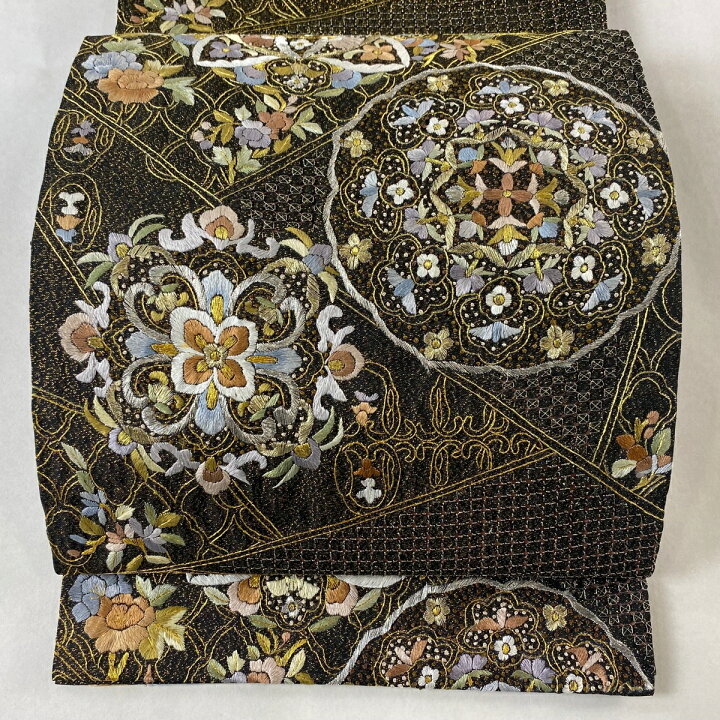 楽天市場】袋帯 美品 逸品 華文 金銀糸 黒 六通 正絹 【中古 