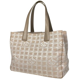 シャネル CHANEL ニュートラベルライン トート MM ココマーク ショルダーバッグ トートバッグ ナイロンジャガード ベージュ A15991 レディース 【中古】