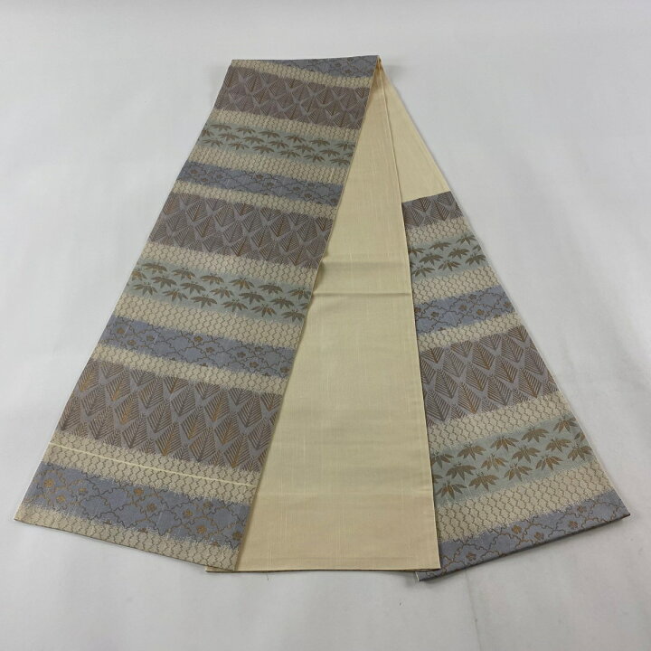 楽天市場】袋帯 美品 秀品 松竹梅 横段 箔 金糸 ベージュ 六通 正絹 