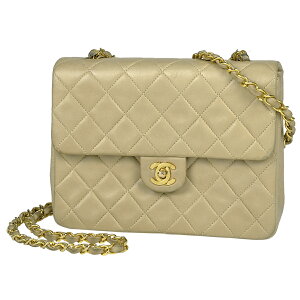 シャネル CHANEL マトラッセ シングルフラップ チェーン ショルダーバッグ ココマーク CCマーク 肩掛け ヴィンテー ショルダーバッグ レザー ベージュ レディース 【中古】