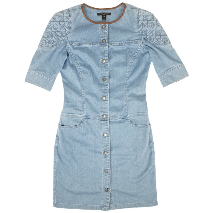 ルイ ヴィトン Louis Vuitton モノグラム デニム ワンピース フロントボタン 半袖 ワンピース 綿 ポリウレタン ライトブルー レディース 中古 의 상품 상세 일본의 쇼핑몰 대리구매 From Japan