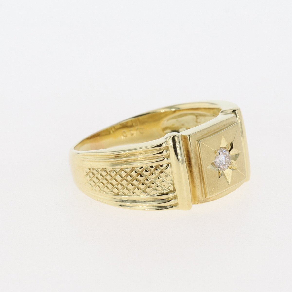 デザインリ メレダイヤ デザインリング K18 イエローゴールド 指輪 リング 約18号 YG ダイヤモンド メンズ ：バイセル 店 サイト