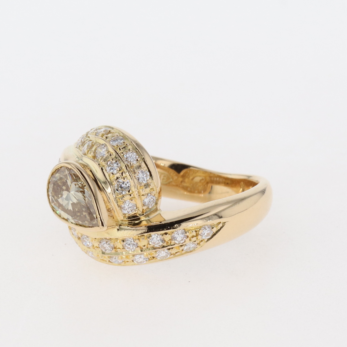 ランク ダイヤモンド デザインリング K18 イエローゴールド 指輪 メレダイヤ リング 約5.5号 YG ダイヤモンド レディース ：バイセル 店 しがござい