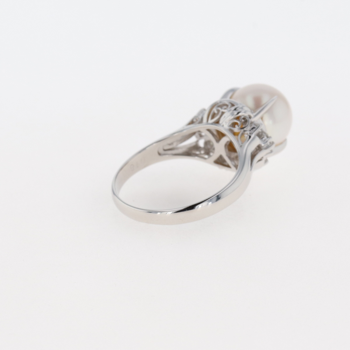 【しておりま】 パール デザインリング プラチナ 指輪 メレダイヤ 真珠 リング 10号 Pt900 パール ダイヤモンド レディース ：バイセル 店 メレダイヤ