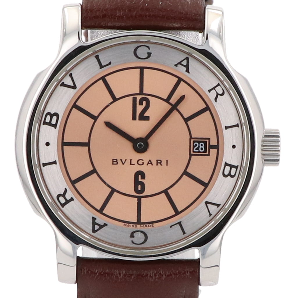 高い素材】 ブルガリ BVLGARI ソロテンポ JAL限定 ST29S 腕時計 SS レザー クォーツ ピンク レディース