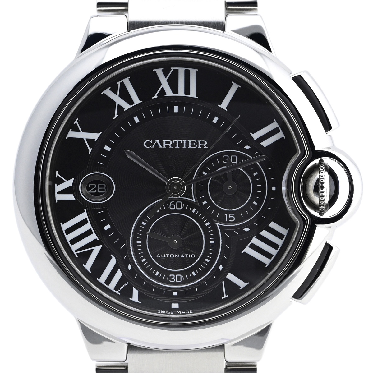 90%OFF!】 カルティエ CARTIER バロンブルー クロノグラフ W6920025 腕時計 SS 自動巻き ブラック メンズ 