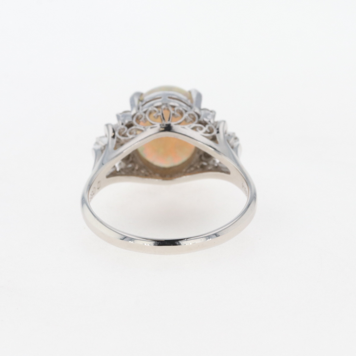 ラッピング可】 オパール デザインリング プラチナ 指輪 メレダイヤ