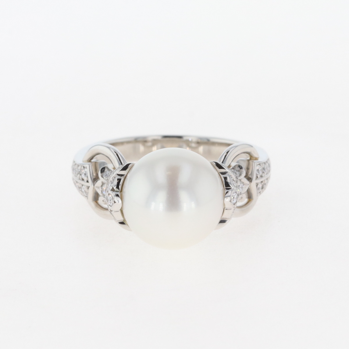  パール デザインリング プラチナ メレダイヤ 指輪 真珠 リング 13号 Pt950 パール ダイヤモンド レディース 