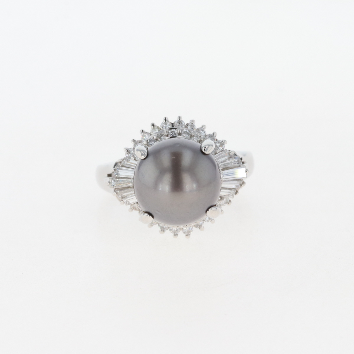  パール デザインリング プラチナ メレダイヤ 指輪 真珠 リング 16号 Pt850 パール ダイヤモンド レディース 