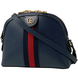 【在庫一掃】 グッチ GUCCI オフィディア GG ショルダーバッグ ダブルG ウェブ シェリーライン ショルダーバッグ レザー ネイビー 499621 レディース 【中古】