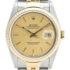 【ラッピング可】 ロレックス ROLEX デイトジャスト 16233 腕時計 SS YG 自動巻き シャンパンゴールド メンズ 【中古】