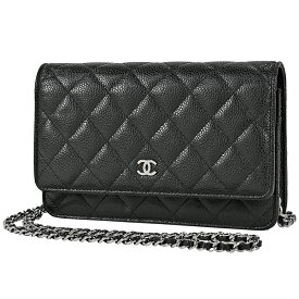 シャネル CHANEL ココマーク チェーン ウォレット マトラッセ ショルダーバッグ キャビアスキン ブラック レディース 【中古】