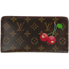 【ラッピング可】ルイ・ヴィトン Louis Vuitton ポルトモネ ジップ 札入れ 小銭入れ ラウンドファスナー 村上隆 長財布 モノグラムチェリー ブラウン M95006 レディース 【中古】