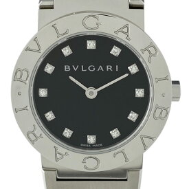 【ラッピング可】 ブルガリ BVLGARI ブルガリ ブルガリ 12Pダイヤ BB26SS 腕時計 SS ダイヤモンド クォーツ ブラック レディース 【中古】