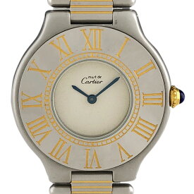 28％OFF 【ラッピング可】 カルティエ CARTIER マスト21 ヴァンティアン 腕時計 SS クォーツ アイボリー レディース 【中古】 msp29