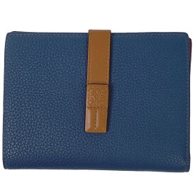 36％OFF 【ラッピング可】ロエベ LOEWE バーティカル ウォレット ミディアム 札入れ 小銭入れ アナグラム 二つ折り財布 グレインカーフレザー スティールブルー タン C660S87X01 061314 レディース 【中古】 msp39