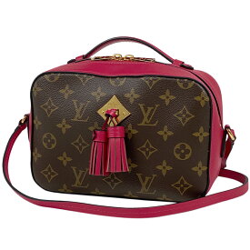 ルイ・ヴィトン Louis Vuitton サントンジュ 斜め掛け フリンジ ショルダーバッグ モノグラム ブラウン フリージア(ピンク) M43557 レディース 【中古】