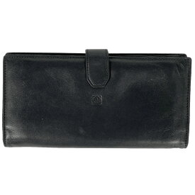 73％OFF 【ラッピング可】ロエベ LOEWE アナグラム 二つ折り 長財布 札入れ 小銭入れ ロゴ 長財布 レザー ブラック レディース 【中古】 msp79