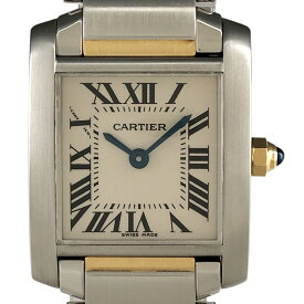 【ラッピング可】 カルティエ CARTIER タンクフランセーズ SM W51007Q4 腕時計 SS YG クォーツ アイボリー レディース 【中古】