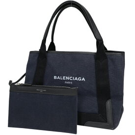 バレンシアガ BALENCIAGA ネイビーカバス S ハンドバッグ キャンバス ネイビー ブラック レディース 【中古】