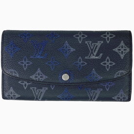 【ラッピング可】ルイ・ヴィトン Louis Vuitton ポルトフォイユ イリス 札入れ 小銭入れ パンチング 長財布 モノグラムマヒナ ネイビー M81177 レディース 【中古】