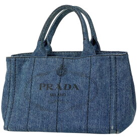 33％OFF プラダ PRADA カナパ トート ハンドバッグ 手提げ ロゴプレート トートバッグ デニム ブルー B1877B レディース 【中古】 msp39