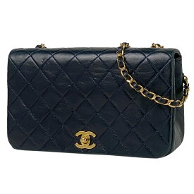 シャネル CHANEL マトラッセ シングルフラップ チェーン ショルダーバッグ ココマーク ショルダーバッグ レザー ネイビー A03568 レディース 【中古】