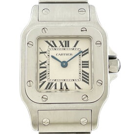 13％OFF 【ラッピング可】 カルティエ CARTIER サントスガルべ SM ローマン W20056D6 腕時計 SS クォーツ アイボリー レディース 【中古】 msp29